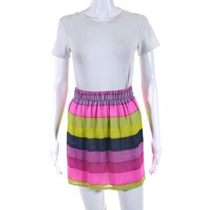 Ellelauri Womens Silk Chiffon Striped Mini Skirt Multicolor Size S